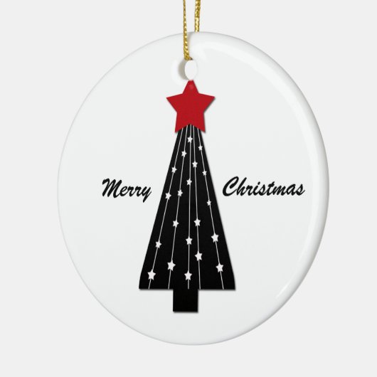 Rode Star-zwarte sierboom Keramisch Ornament (Links)