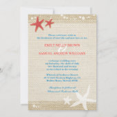 Rode Starfish Rustic Beach Wedding Kaart (Achterkant)