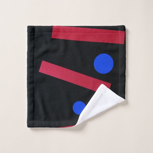 Rode staven, blauwe cirkels bad handdoek (Wasdoekje)