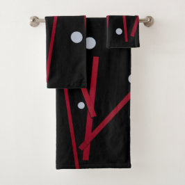 Rode staven, witte stippen bad handdoek