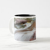 Rode steen in Baring Creek in Glacier National Tweekleurige Koffiemok (Voorkant links)