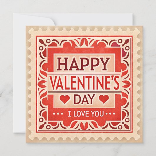  rode stempel stijl Valentijnsdag Feestdagenkaart (Voorkant)