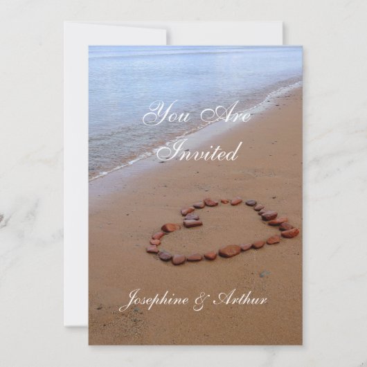 Rode stenen Hart op het zandstrand Kaart (Voorkant)