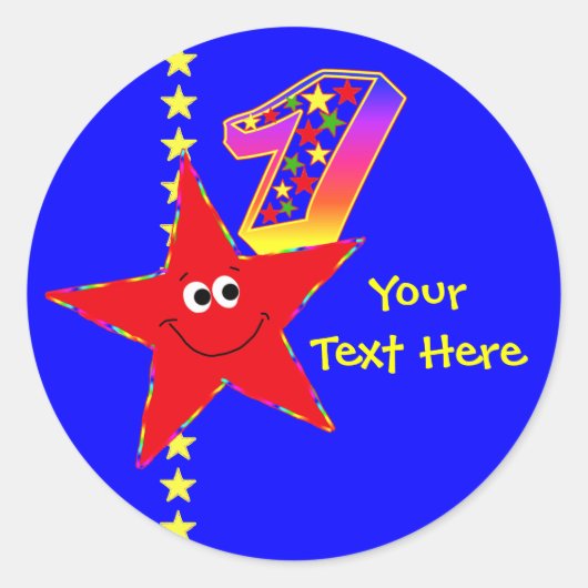 Rode Ster 1e Verjaardag Stickers (Voorkant)