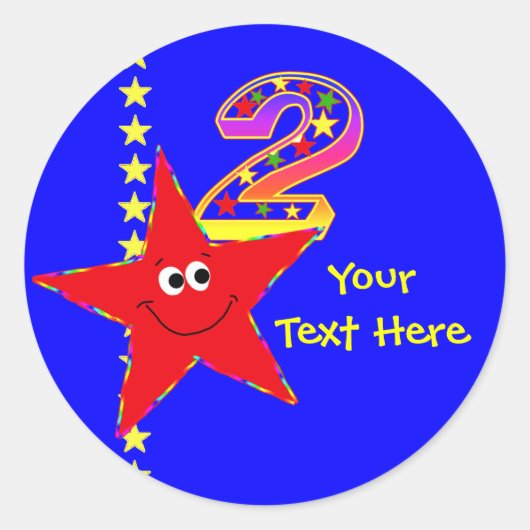 Rode Ster 2e Verjaardag Stickers (Voorkant)