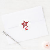 Rode Ster "40" ronde sticker wit (Envelop)