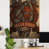 Rode Ster Belgrado Delije Sever 1989 Poster (Thuiskantoor)