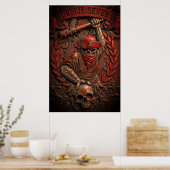 Rode Ster Belgrado Ultras Hooligan Geprägd Poster (Keuken)