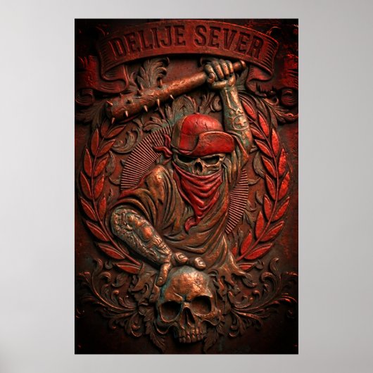 Rode Ster Belgrado Ultras Hooligan Geprägd Poster (Voorkant)