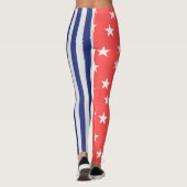 Rode Ster Blauwe Strepen Leuke Zomerse Leggings (Achterkant)
