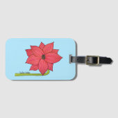Rode ster bloem met blauwe achtergrond bagagelabel (Voorkant (horizontaal))