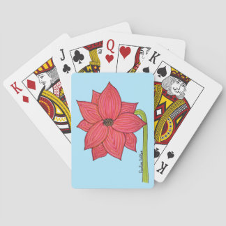 Rode ster bloem met blauwe achtergrond pokerkaarten