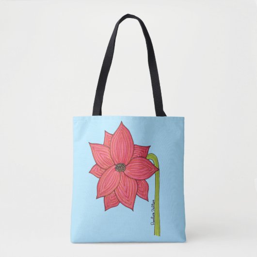 Rode Ster Bloem Tote Bag (Voorkant)