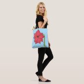 Rode Ster Bloem Tote Bag (Op model)