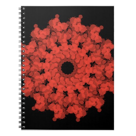 Rode ster explosie aan zwarte hemel notitieboek (Voorkant)