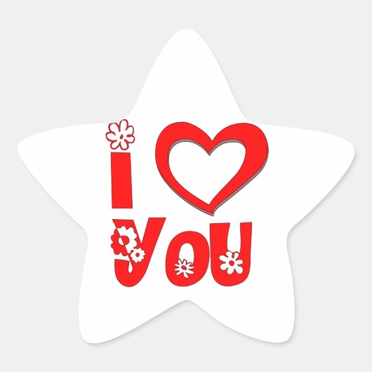 Rode Ster 'Ik Hou van Jou' Sticker (Voorkant)