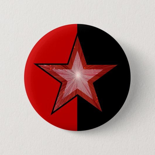 Rode ster knop rood zwart ronde button 5,7 cm (Voorkant)