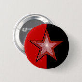 Rode ster knop rood zwart ronde button 5,7 cm (Voorkant /achterkant)