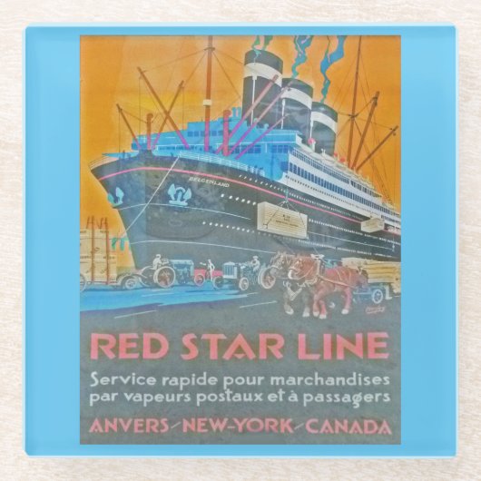  Rode Ster Lijn Glazen Onderzetter (Voorkant)