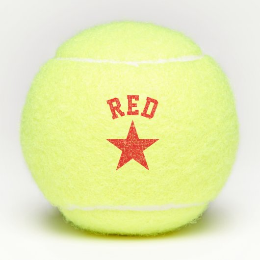 Rode ster logo aangepaste naam initiële monogram tennisballen (Voorkant)
