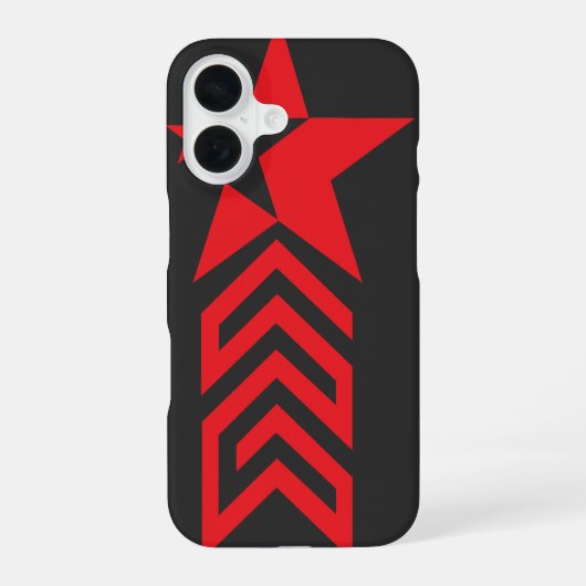 Rode Ster met Chevron Pijlen iPhone 16 Hoesje (Achterkant)