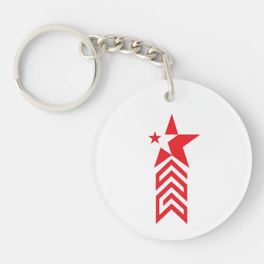Rode Ster met Chevron Pijlen Sleutelhanger (Voorkant)