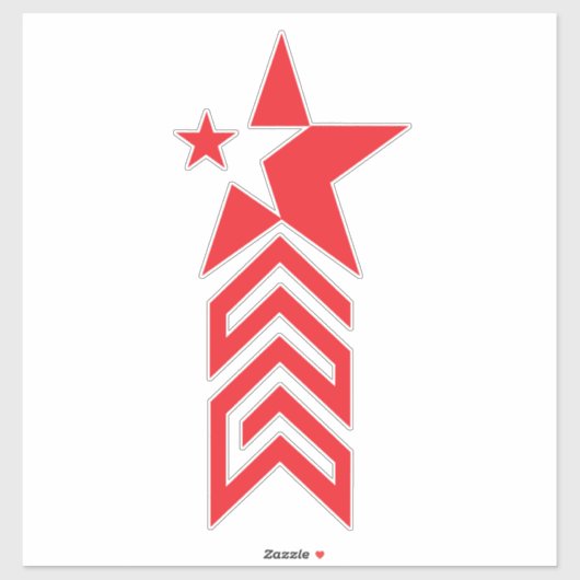 Rode Ster met Chevron Pijlen Sticker (Vel)