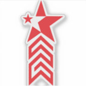 Rode Ster met Chevron Pijlen Sticker (Voorkant)