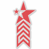 Rode Ster met Chevron Pijlen Sticker (Voorkant)