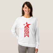 Rode ster met Chevron-pijlen T-shirt (Voorkant volledig)