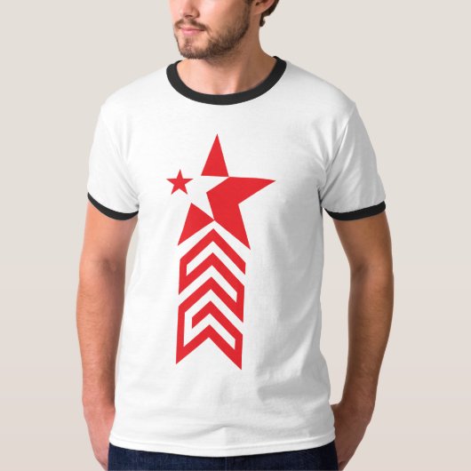 Rode ster met Chevron-pijlen T-shirt (Voorkant)