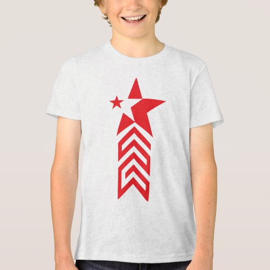 Rode Ster met Chevron Pijlen Tri-Blend Shirt (Voorkant)