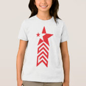 Rode Ster met Chevron Pijlen Tri-Blend Shirt (Voorkant)