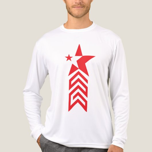 Rode Ster met Chevron Pijlen Tri-Blend Shirt (Voorkant volledig)