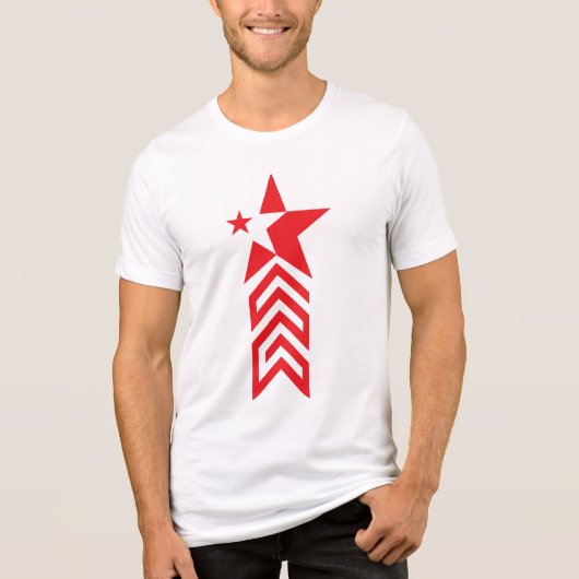 Rode Ster met Chevron Pijlen Tri-Blend Shirt (Voorkant)
