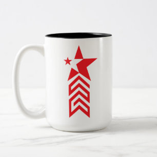 Rode ster met Chevron-pijlen Tweekleurige Koffiemok