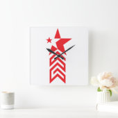 Rode Ster met Chevron Pijlen Vierkante Klok (Huis)