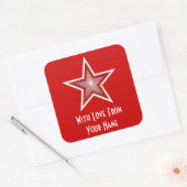 Rode ster "met liefde van" vierkant rood vierkante sticker (Envelop)