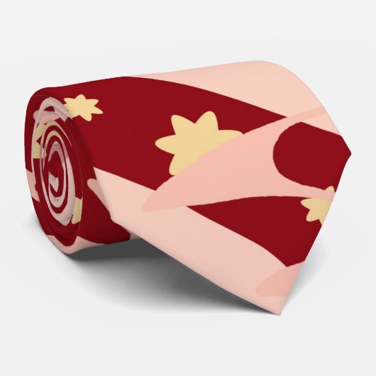 Rode Ster Ontwerp Stropdas (Opgerold)