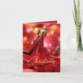 Rode Ster Ornament Gevouwen Kerstmis Foto Kaart (Voorkant)