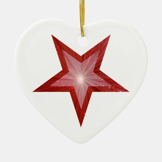 Rode ster ornament hartvorm wit (Voorkant)
