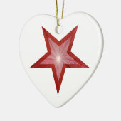 Rode ster ornament hartvorm wit (Links)