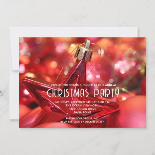 Rode Ster Ornament Kerstfeest Kaart (Voorkant)