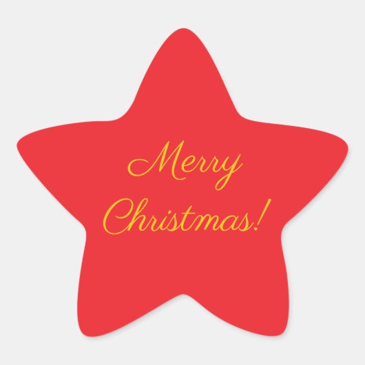 Rode Ster Prettig Kerstmis Kerststicker Sticker (Voorkant)