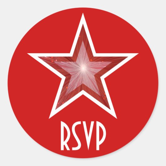 Rode ster RSVP-ronde sticker rood (Voorkant)
