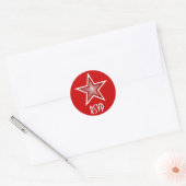 Rode ster RSVP-ronde sticker rood (Envelop)