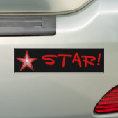 Rode ster 'STAR!' bumpersticker zwart (Op auto)