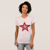 Rode ster t-shirt roze (Voorkant volledig)