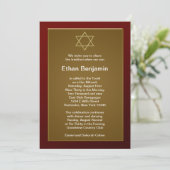 Rode Ster van David Bar Mitzvah Kaart (Staand voorkant)