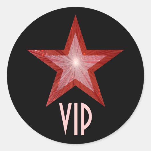 Rode ster VIP-ronde sticker zwart (Voorkant)